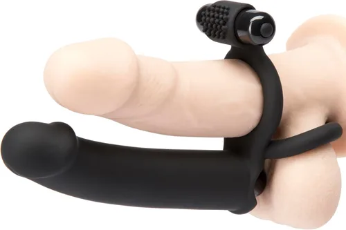 Lovehoney Double Fun - Correa vibratoria de doble penetración en el consolador, correa de silicona de 5.5 pulgadas para hombres, 2 vibradores de