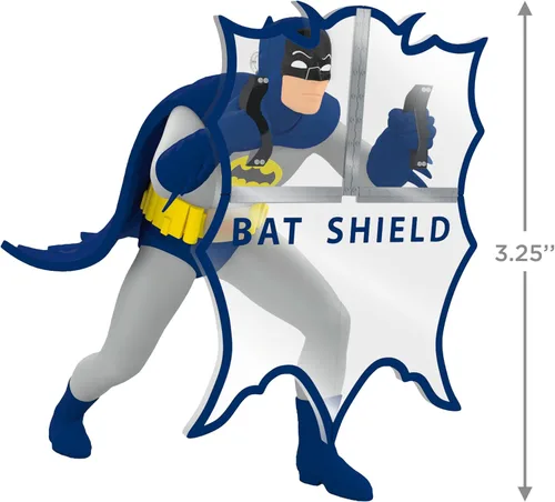 Miniatura 4 de Adorno de Navidad Hallmark Keepsake 2025, Batman de la serie clásica de televisión detrás del escudo del murciélago, regalos para los fans de DC