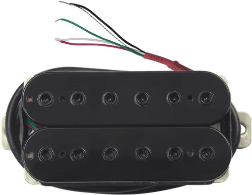 Miniatura 2 de FLEOR Alnico 5 Pastillas de cuello y puente para guitarra eléctrica, doble bobina Humbucker, color negro Cuello negro (7-8K)+Puente (8-9K) Conjunto
