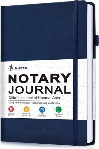 JUBTIC Libro de registro de notario – Diario A4 de tapa dura para notario público de actos notariales – Suministros notariales grandes con guardia
