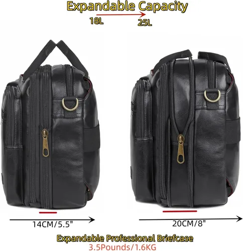 Miniatura 4 de Mochila de cuero vegano para laptop, maletín híbrido, mochila de viaje para laptop de 15.6 pulgadas, mochila de senderismo, mochila universitaria