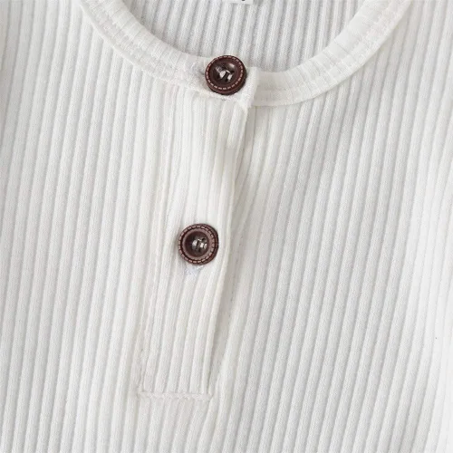 Miniatura 128 de Mameluco unisex de manga corta para bebé recién nacido, con botones, de una pieza, ropa de color sólido
