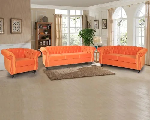 Miniatura 26 de RARZOE Chesterfield - Juego de sofá biplaza, beige, espuma, 1+2 plazas, 67 pulgadas de ancho x 32 pulgadas de profundidad x 27 pulgadas de alto