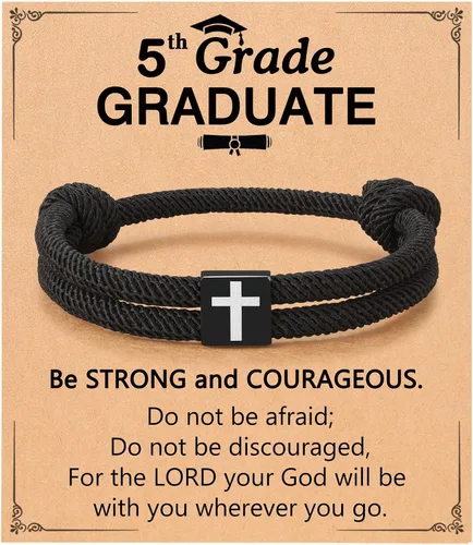 UNGENT THEM Pulsera de cuerda trenzada con cruz para hombres y niños, Navidad, San Valentín, graduación, Pascua, regalos de bautismo cristiano,