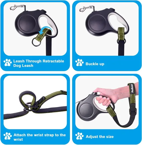 Miniatura 5 de PetBonus Correa corta para perro, correa de seguridad para correa retráctil para perro, diseño reflectante y mango acolchado suave ajustable, capa