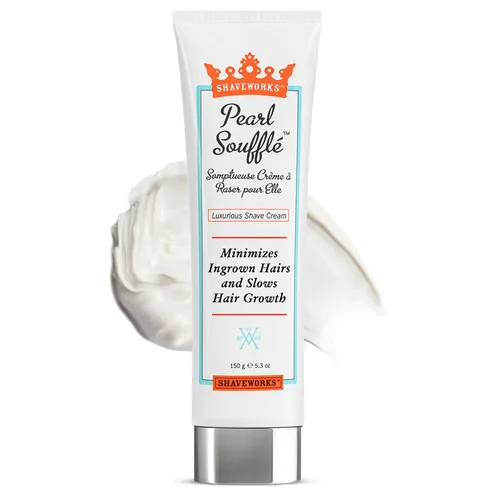 Shaveworks Pearl Soufflé Crema de afeitar para mujeres, loción de afeitado calmante e hidratante para piernas, axilas, área del bikini, reduce la
