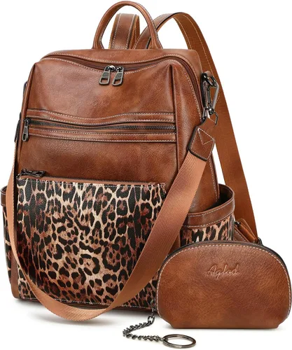 Miniatura 11 de AGLOD mochila de cuero para mujer, bolso de diseñador para damas, con correa para el hombro, bolso de trabajo de imitación, bolsos de mano