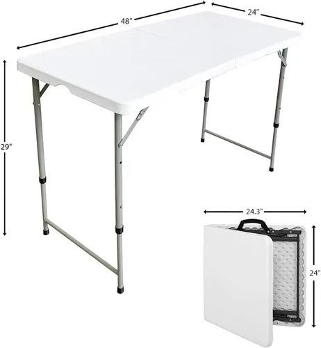 Miniatura 2 de Mesa plegable biplegable de 4 pies, portátil, de plástico, para interiores y exteriores, picnic, fiesta, comedor, mesas de campamento