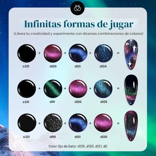 Miniatura 4 de Juego de esmalte de uñas de gel Beetles Cat Eye - 24 piezas, 20 colores de esmalte de uñas de gel con brillantina, cambia de color oscuro, kit