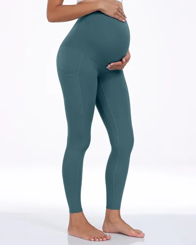 Miniatura 37 de WHOUARE Leggings de maternidad sobre el vientre con bolsillos para mujer, cintura alta, entrenamiento, pantalones de yoga