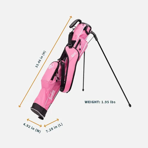 Miniatura 3 de Sunday Golf - Bolsa Sunday Golf ligera con correa y soporte - Fácil de transportar y duradera bolsa de golf Pitch n Putt - Bolsa de golf para el Rosa