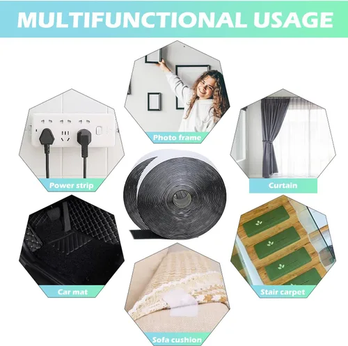 Miniatura 5 de Cinta de gancho y bucle de 30 pies x 1.5 pulgadas, cinta adhesiva de nailon resistente con adhesivo para escuela, hogar y exteriores