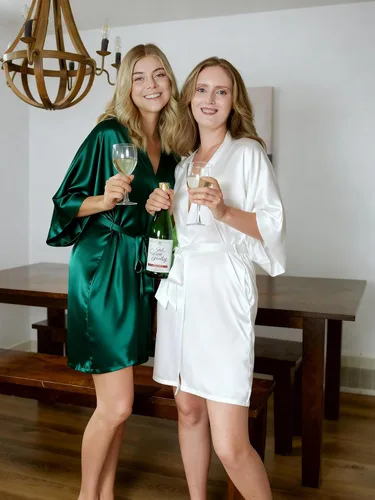 Miniatura 5 de AW BRIDAL - Bata estilo kimono de satén para mujer