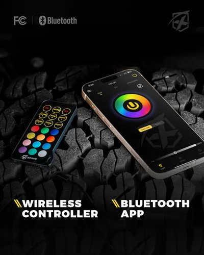 Miniatura 5 de Xprite 4 Vainas Luces LED RGB Rock, Aluminio Ángulo Amplio 220° con Control Remoto APP/RF Efecto de Secuencia, Sincronización de Música y Señales