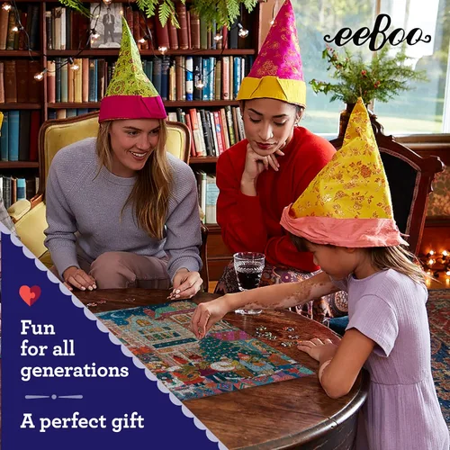 Miniatura 6 de eeBoo Rompecabezas de 1000 piezas - Un rompecabezas de vacaciones felices para adultos, cuadrado de 23 x 23 pulgadas, hecho con tablero reciclado