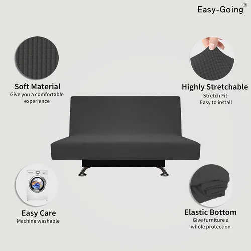 Miniatura 3 de Easy-Going - Funda elástica para futón, cubierta para sofá cama sin brazos, protector de muebles sin reposabrazos con parte inferior elástica