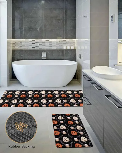 Miniatura 5 de Tapete de baño de Halloween para bañera, antideslizante, de secado rápido y absorbente, tierra de diatomeas, fregadero, dormitorio, cocina, sala