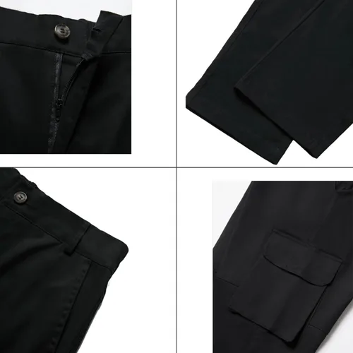 Miniatura 5 de AIFARLD Pantalones cargo para hombre, con múltiples bolsillos, pantalones de trabajo, de algodón, elásticos, cintura elástica, ajuste relajado