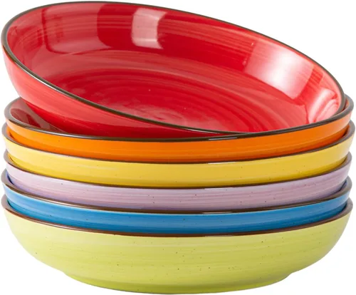 Miniatura 12 de Y YHY Tazones para pasta de 30 onzas, cuencos grandes para servir ensalada, cuencos de sopa poco profundos, cuencos de porcelana para pasta, juego