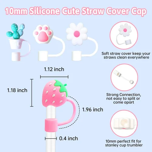 Miniatura 4 de Stanley - 4 tapas de popote de silicona para vaso Stanley de 30 y 40 onzas con asa de 0.394 pulgadas (0.394 in), bonita tapa de popote para copa