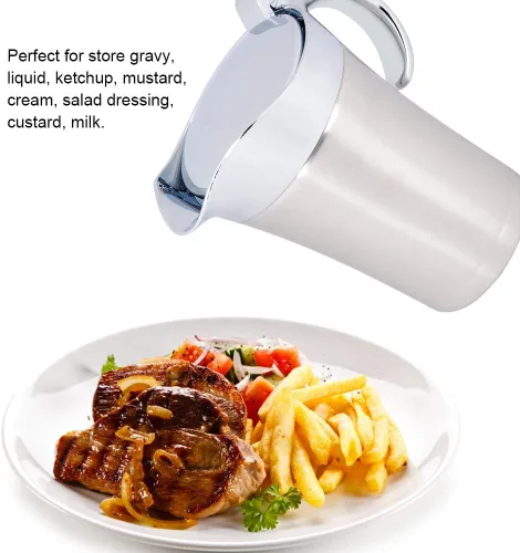 Miniatura 4 de Olla térmica de acero inoxidable 304 de 15.2 fl oz/25.4 fl oz, olla de salsa aislada de doble pared con tapa, cubeta para servir con boquilla