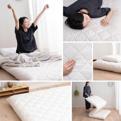 Miniatura 7 de EMOOR Colchón de futón japonés extra grueso, con dobladillo pequeño, tamaño individual, fabricado en Japón, color blanco, plegable, cama