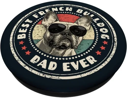 Miniatura 2 de Best Frenchie Dad Ever Retro French Bulldog Lover Owner Dad PopSockets intercambiable PopGrip