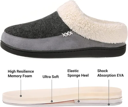 Miniatura 2 de Vonmay - Pantuflas de lana suave con plantilla de memory foam acolchada para usar dentro o fuera de casa