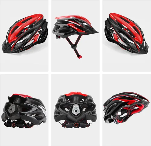 Miniatura 11 de Casco de bicicleta para hombre y mujer, casco de bicicleta Shinmax con luz trasera y visera desmontable Negro/rojo/blanco