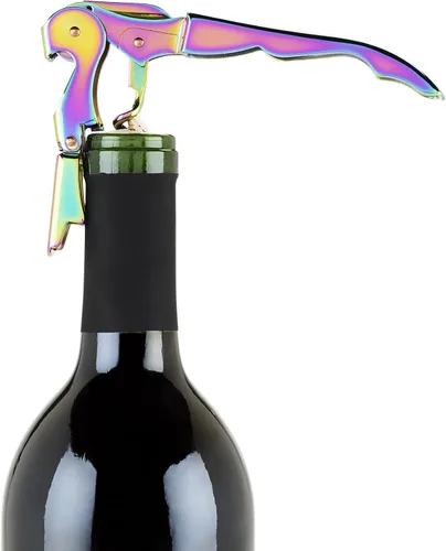 Miniatura 6 de Blush Mirage - Sacacorchos iridiscente de doble bisagra con abridor de botellas de cerveza integrado, llave de vino de acero inoxidable con cortador