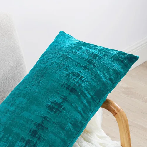 Miniatura 7 de Home Soft Things Juego de 2 fundas de almohada de terciopelo texturizado, 14 x 26 pulgadas, color verde azulado profundo, fundas decorativas