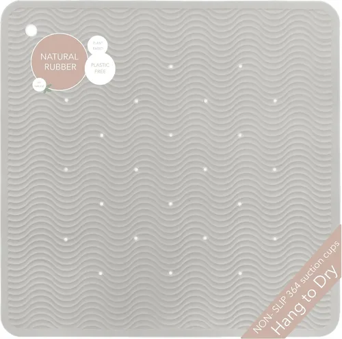 Miniatura 11 de HEVEA Tapete de baño ondulado de goma natural, largo, 28 x 16 pulgadas, tapete antideslizante para ducha y bañera con 388 ventosas, sin plástico