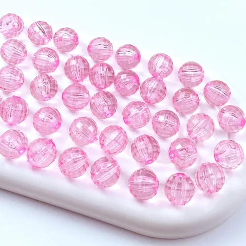 Miniatura 14 de 1000 cuentas facetadas redondas acrílicas de 0.236 pulgadas (0.236 in), cuentas espaciadoras de cristal, cuentas sueltas con múltiples facetas