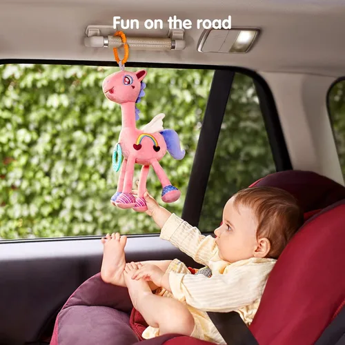 Miniatura 3 de TUMAMA - Juguete de sonajero colgante de felpa para bebé, asiento de coche, cochecito de viaje, tapete de juego, juguete de felpa suave con Rosa