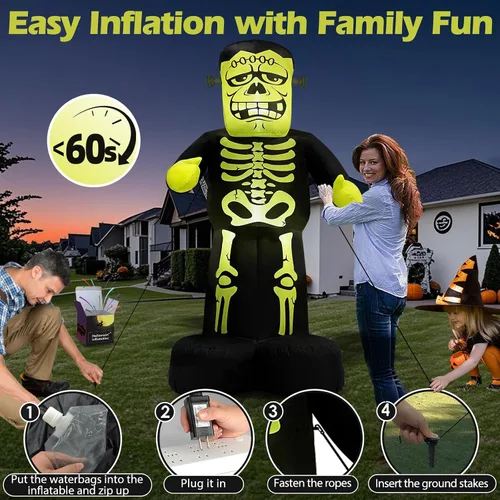 Miniatura 3 de MICOCAH Dragón inflable de Halloween de 8 pies para exteriores con ojos rojos, LED integrados gigantes, decoraciones inflables de Halloween