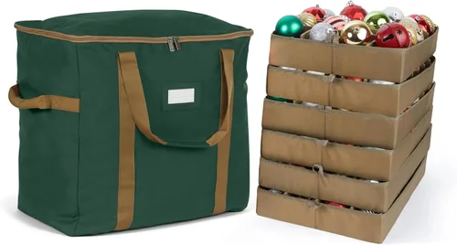 Miniatura 18 de Covermates Keepsakes Bolsa de almacenamiento ajustable para adornos, poliéster resistente, separadores acolchados y bandejas FlexGrid, organizador