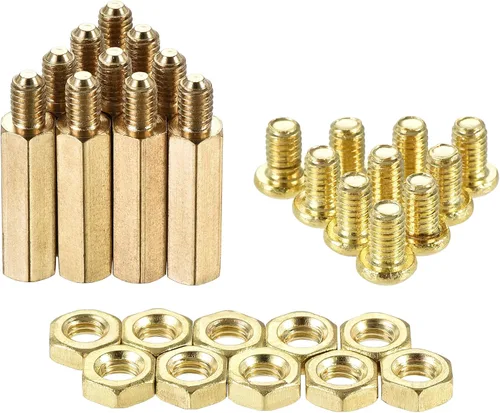 Miniatura 8 de uxcell M4 - Espaciador hexagonal de latón de 0.669 in+0.236 in macho-hembra, kit de tuercas roscadas para placa base PCB, placa de circuito