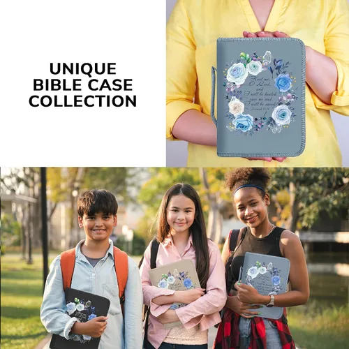 Miniatura 19 de DEHITE Funda para la Biblia para mujer, bolsas de transporte de la Biblia, tamaños medianos y grandes, ranuras para bolígrafos, tela de primera