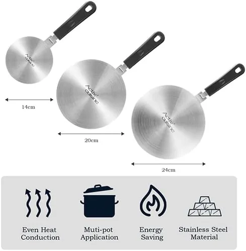 Miniatura 7 de ACTIV CUISINE Difusor de calor de 5.5 pulgadas, placa adaptadora de inducción de acero inoxidable, mango extraíble, utensilios de cocina de leche