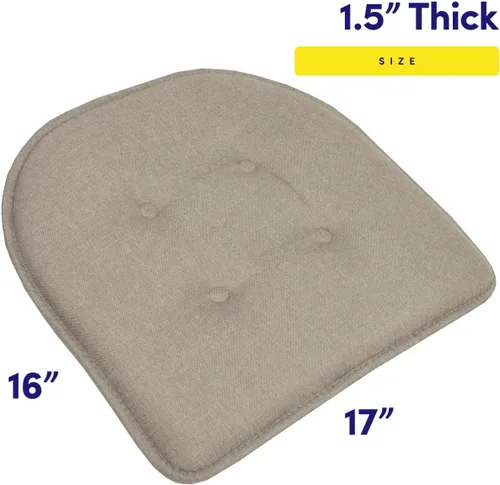 Miniatura 2 de Sweet Home Collection - Cojín de espuma viscoelástica para silla, con capitoné, parte trasera de goma antideslizante, en forma de U, 17 x 16 Greige