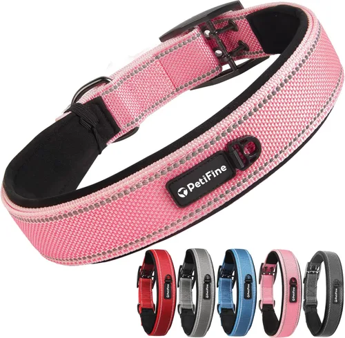 Miniatura 18 de Collares para perros PetiFine para perros medianos, acolchados de neopreno y ajustables, collares para mascotas reflectantes anchos y resistentes
