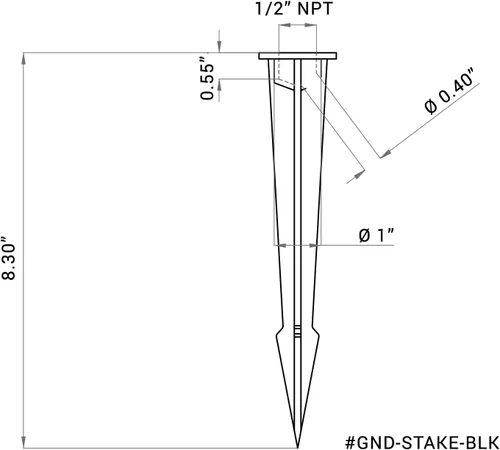 Miniatura 2 de Soporte de estaca de aluminio alto de 8.30 pulgadas con salida hembra de rosca NPT de 1/2 pulgadas para accesorios de iluminación de paisaje al aire