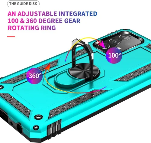 Miniatura 4 de Funda para Samsung A52, Galaxy A52 con protector de pantalla HD, soporte de anillo de grado militar, soporte de coche de 15 pies, probada a prueba