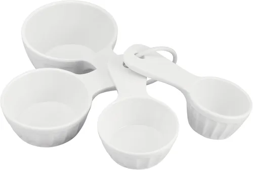 UP Juego de 4 tazas medidoras de melamina estilo latte, herramientas profesionales de anidación para hornear y cocinar para ingredientes líquidos y