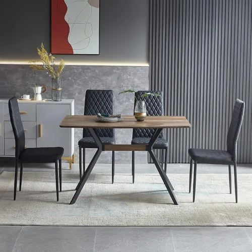 Miniatura 3 de Yogald - Mesa de comedor moderna de 47.27 pulgadas, mesa de comedor rectangular con patas de metal, ahorro de espacio para reuniones y comedor