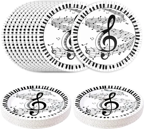 Miniatura 10 de SietDESEO 50 unidades de platos de papel negro - platos de cena desechables de 7 pulgadas para Halloween, boda, baby shower y fiestas de cumpleaños