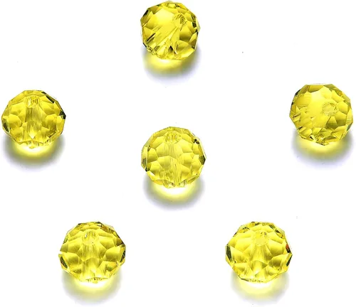 Miniatura 13 de Briolette de 0.157 in, 1350 cuentas de cristal color aguamarina pequeñas con forma de rondelle facetado, cuentas espaciadoras de cristal