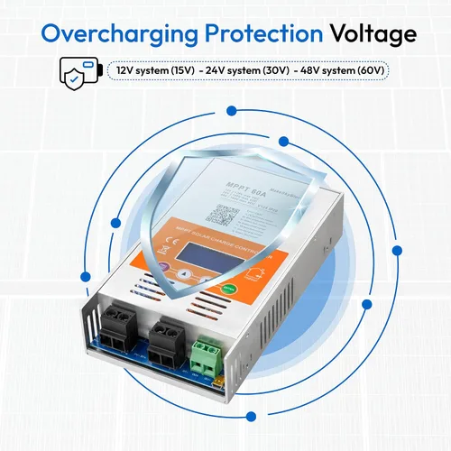 Miniatura 4 de 60A Controlador de carga solar MPPT V124 – Actualizado, detección automática de 12V/24V/48V, compatible con baterías de plomo-ácido y litio, entrada