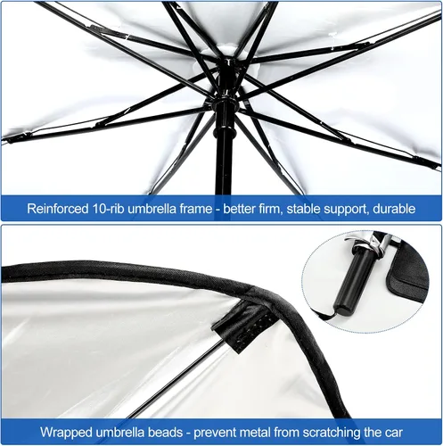 Miniatura 7 de Riakrum Parasol plegable para parabrisas de automóvil, diseño de águila patriótica, bandera estadounidense, protección contra rayos UV, mantiene