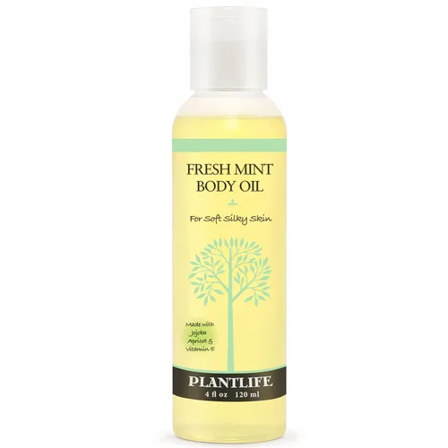 Plantlife Aceite corporal de menta fresca, aceite corporal natural hidratante para todo tipo de piel, nutritiva la piel seca y la hace sentir suave